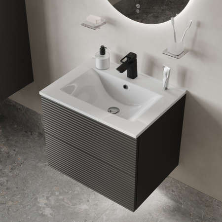 тумба с раковиной iddis bild bil60g0i95k подвесная, 60 см, темно-серый