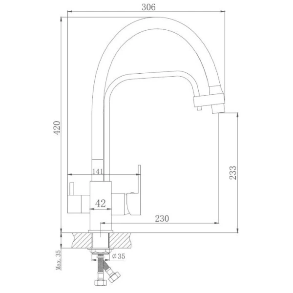 смеситель для кухни haiba hb76615-7 черный матовый