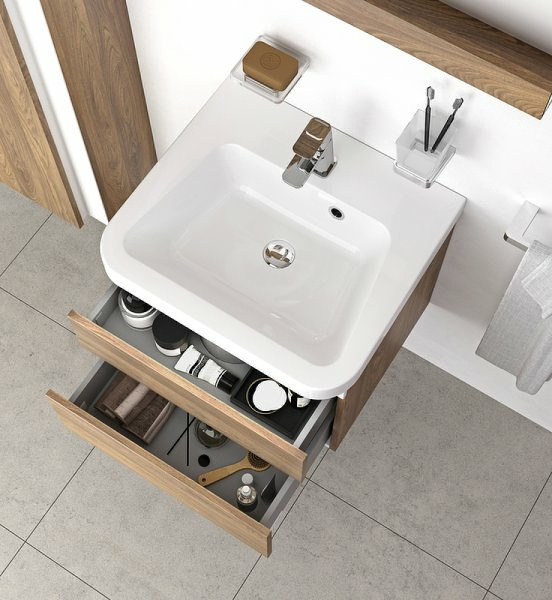 тумба под раковину ravak sd 10° ii 55 x000001285 подвесная темный орех