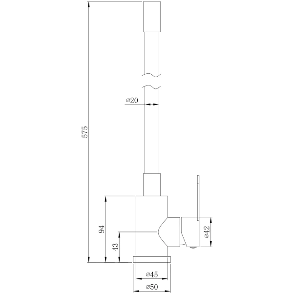 смеситель для кухни esko snake k44grafit с гибким изливом, оружейная сталь матовый/черный
