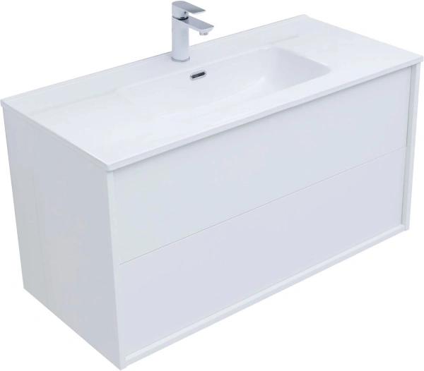 тумба под раковину aquanet lino 100 (flat) подвесная, белый глянец, 00287544