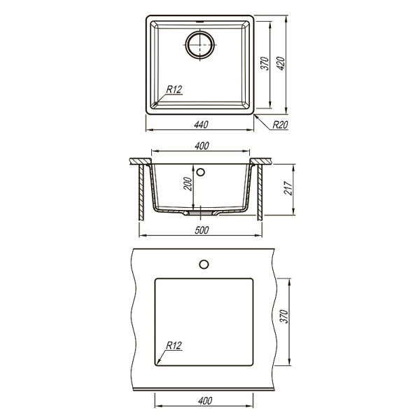 кухонная мойка lemark sinara 440-u 9910072 шампань