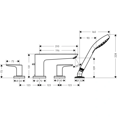 смеситель на борт ванны hansgrohe talis e 71748670