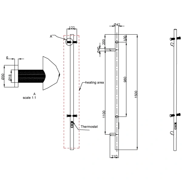 полотенцесушитель электрический boheme uno 726-brb 1500x122, бронза матовая