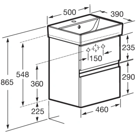тумба белый глянец 46 см roca oleta a857638806
