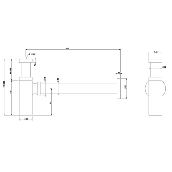 сифон для раковины gessi eleganza 01410#299, квадратный, под донный клапан, цвет: black xl