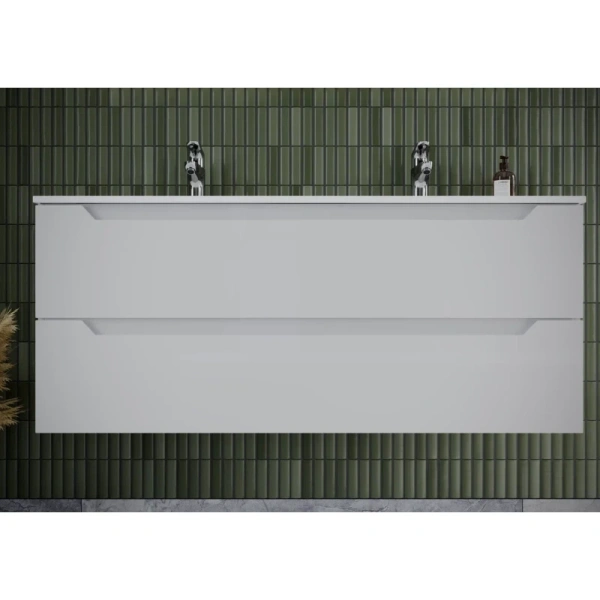 тумба под раковину sancos norma 2.0 1190х450х500, c двумя ящиками, белая глянцевая арт. nr2.0120-2w