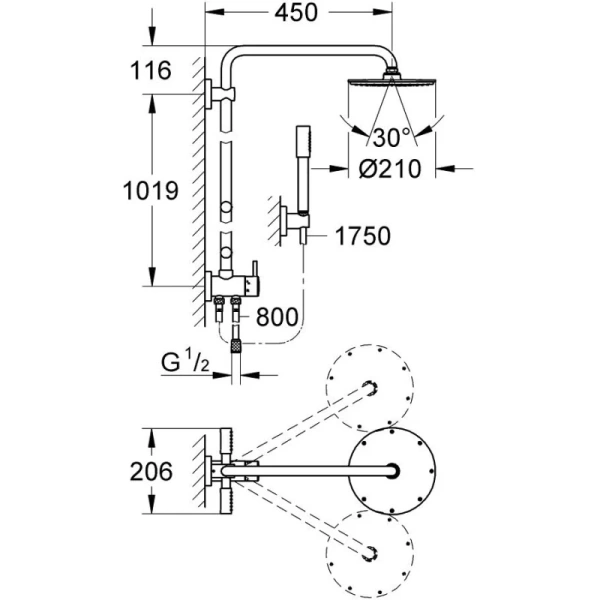 душевая система hansgrohe raindance e showerpipe 300 1jet 27361000