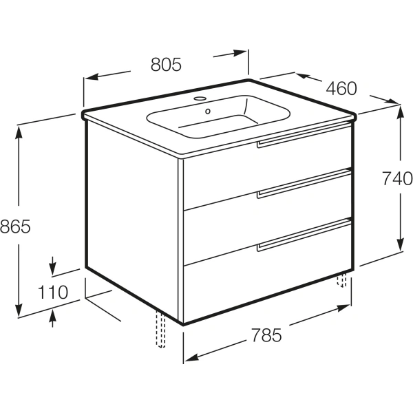 тумба белый глянец 78,5 см roca victoria nord ice edition zru9302835
