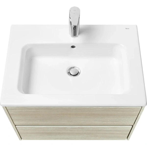 тумба под раковину roca ona a857613512 58,5 см, подвесная, светлый дуб