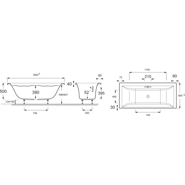акриловая ванна jacob delafon evok 180x80 e60269ru-00 (gm)