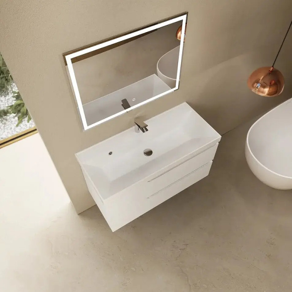 тумба под раковину aquame s3 100 aqm900310wh подвесная цвет белый глянцевый