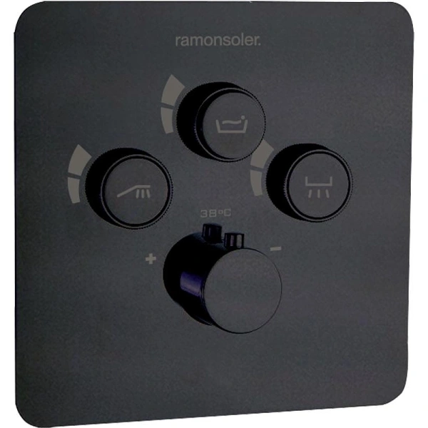 смеситель для душа ramonsoler rs smart 85t301snm с термостатом черный матовый
