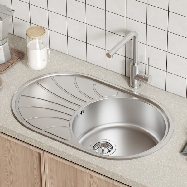 мойка врезного монтажа с сифоном iddis suno s sun77sdi77s, нерж. сталь, шелк