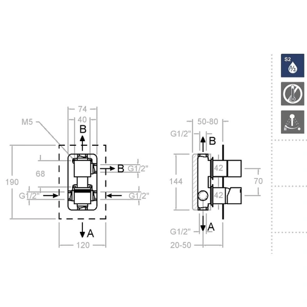 смеситель для душа ramonsoler kuatro 471503s хром