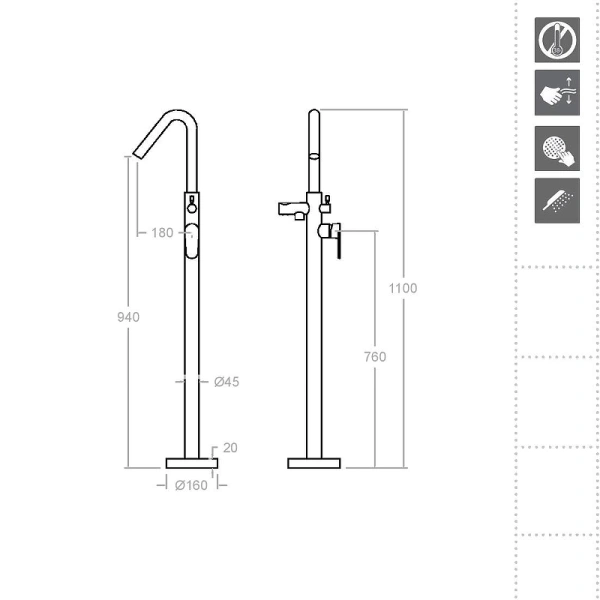 смеситель для ванны ramonsoler alexia 368503s хром