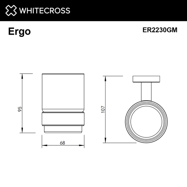 Стакан Whitecross Ergo ER2230GM для щеток, подвесной, стеклянный, оружейная сталь